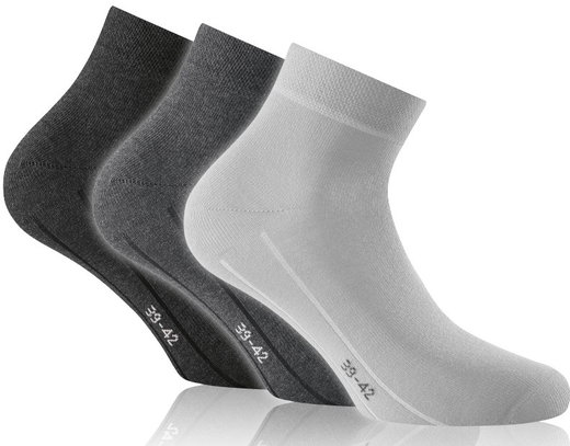 Rohner Tagessocke Sneaker Basic Plus hellgrau/grau/dunkelgrau - 3 Paar
